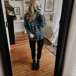 LL Bean Fair Isle Vintage 3/4 Pullover Fleece